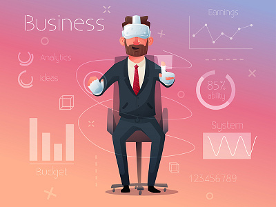 Virtual reality for business business businessman cartoon character tech vector virtual reality vr