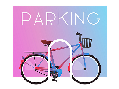 Bicycle parking bicycle bike gradient illustration parking vector vintage