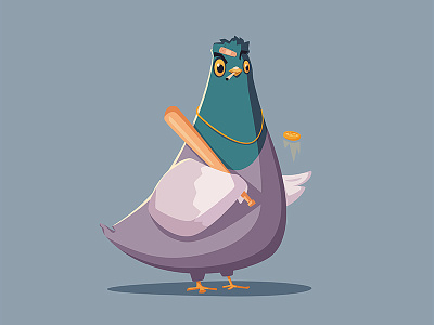 Thug life bandit bird cartoon character funny pigeon thug vector