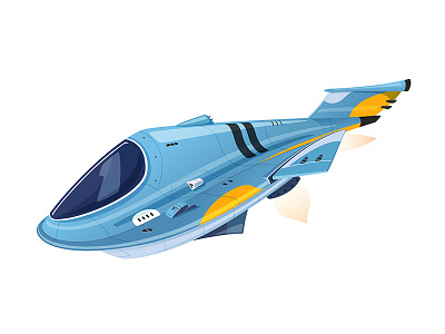 Blue spaceship cartoon illustration sci fi space spaceship vector vehicle