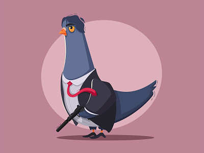 Pigeon an assassin assassin bird cartoon character funny illustration pigeon vector