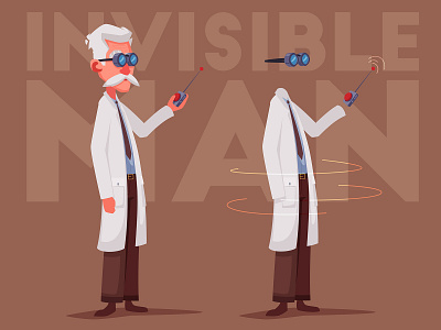 Invisible man cartoon character funny illustration invisible science scientist vector
