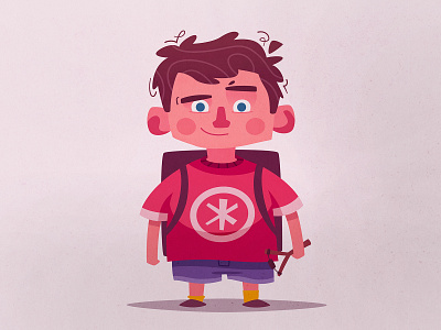 Boy with a slingshot boy cartoon character funny hooligan illustration schoolboy vector