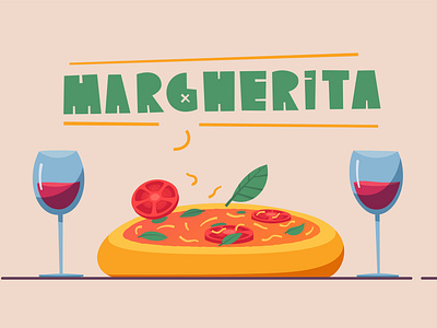 Italian cuisine | Margherita cartoon design flat food illustration italian pizza vector