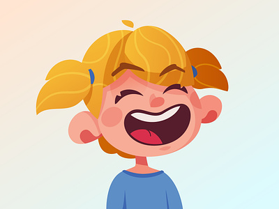 Laughing girl | Logo cartoon character character design child design flat funny girl illustration kid laugh laughing logo vector