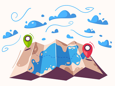 Journey cartoon design flat funny geo geo location illustration journey location location pin map pin trip vector