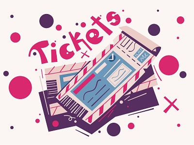 Tickets art banner cartoon design flat funny illustration logo movie poster stylized theatre ticket travel typography vector