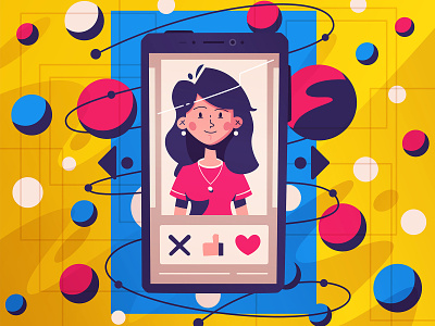 Matching abstact art cartoon character date date picker dating dating app design funny future futuristic illustration match matching neural smartphone tech ui vector