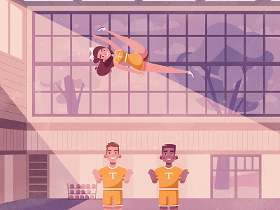 Stunt | Band animation art cartoon character character design cheerleader cheerleading design funny future gymnasium illustration performance stunt training vector