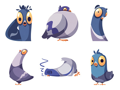Stickers for Telegram | Pigeons part 3 art bird cartoon character emotion flat funny illustration illustrator pigeon pigeons telegram vector web