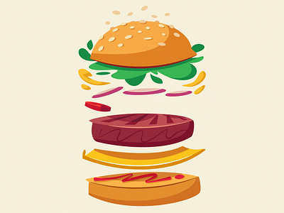 Burger american art burger cartoon cheeseburger delicious design fast food flat food fresh illustration tasty vector