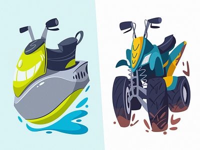Jet Ski & ATV | Diffy art cartoon design dirt flat fun illustration jetski sport transport vector water