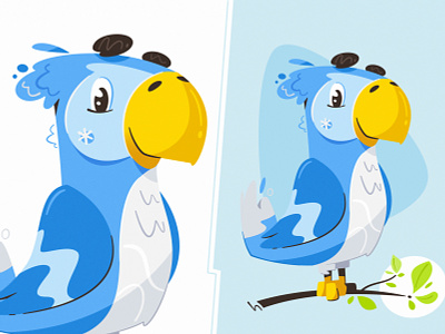 Mascot for "Parrot Creative" animal art bird cartoon character cute design flat funny illustration mascot parrot vector