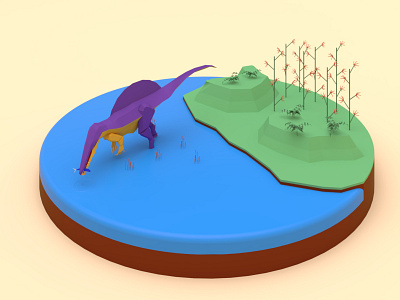 Spinosaur Low poly 3d design graphic design illustration vector