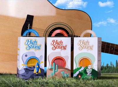 High Strung branding clean colorful design guitar illustration logo package package design typography vector