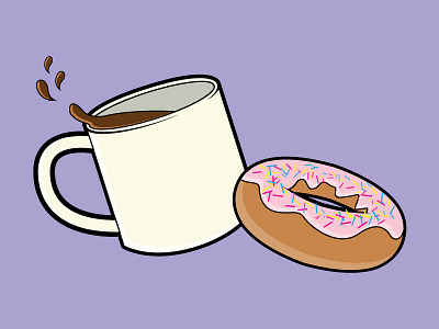 Coffee and Donuts 1 coffee donuts homer simpson icon illustration pink frosting vector