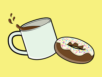 Coffee and Donuts 2 coffee donuts homer simpson icon illustration pink frosting vector