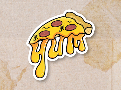 Yummmm... Pizza cheese contest drippy pizza sticker sticker mule yum