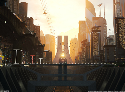 Disparity 3d architecture city concept cyberpunk design epic photorealistic