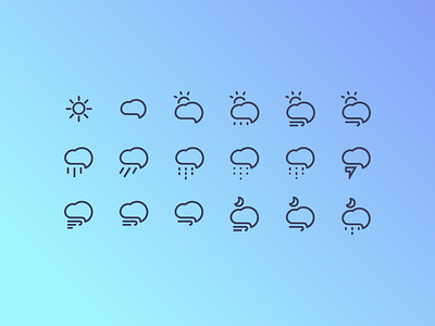 Weather Icon Set gradient icon iconography icons illustration minimal set stroke weather