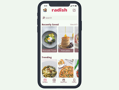 Radish app design food recipes