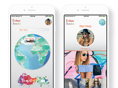 Fashion Traveler App app design apps fashion fashion app illustrations photography app profile design travel traveling world