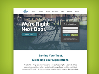 Abington Bank Landing Page bank design mobile redesign ui ux website