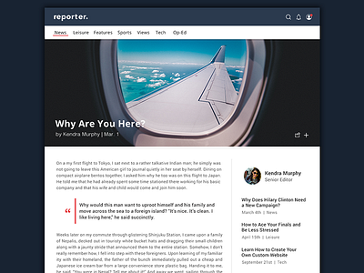 Reporter Redesign | Article Page above the fold design landing page reporter reporter redesign ui ux web web design