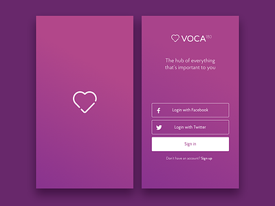 Voca 180 Sign In 180 login login screen logo purple ui sign in sign in ui startup voca voca 180
