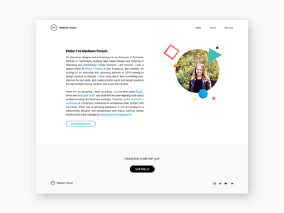 Madison Yocum Portfolio - About portfolio portfolio site portfolio website ui website