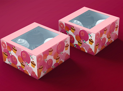 Cup cake box packaging design design graphic design packaging