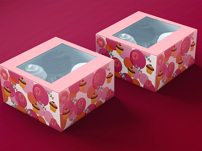 Cup cake box packaging design