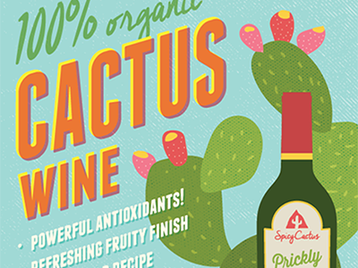 Prickly Pear beverage cactus casecard halftone marketing organic point of sale prickly pear print wine