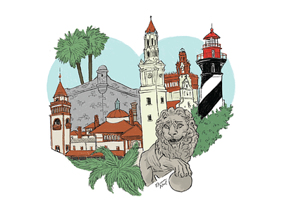 Heart of St. Augustine flagler florida fort hurricane matthew illustration lighthouse lion oldest city st. augustine stafla