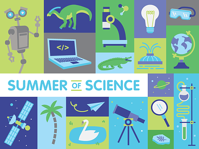 Summer of Science flat icons orlando science science center summer