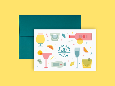 Let's Party champagne cocktails drinks illustration margarita midcentury mixer party postcard print spirits stationery wine