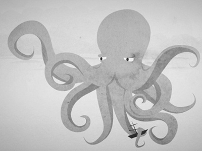 Character for a game website character game character greyscale illustration octopus paper texture website character
