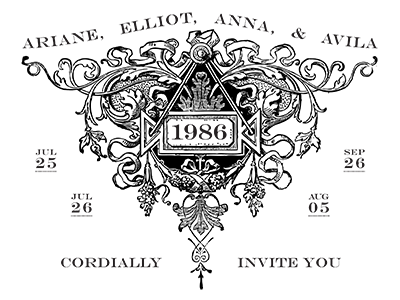 Party Invitation Top (Draft) antique y black and white invitation