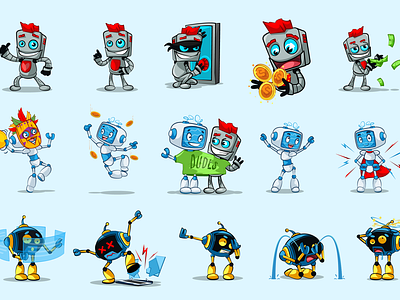 Stickers for telegram bot cartoon character illustration mascot robot vector vector illustration vectorart vectorartist