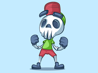 Fun skull cartoon character fun illustration mascot skeleton skull vector