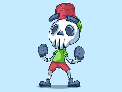 Fun skull cartoon character fun illustration mascot skeleton skull vector