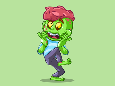 scared zombie cartoon character fun illustration scared vector zombie