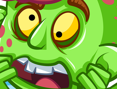 Scared zombie face cartoon halloween illustration scary zombie