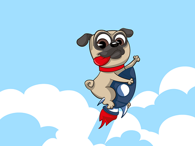 pug on rocket