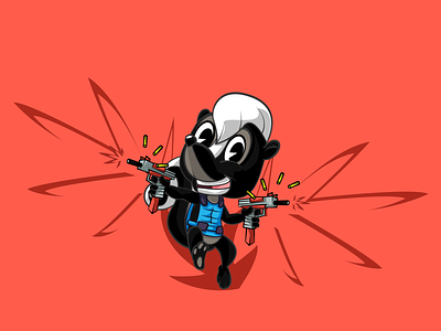 Action skunk cartoon character illustration mascot skunk vector