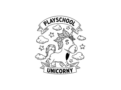 Playschool Unicorny logo design sketch brand identity kids logo logos logotype playschool pony unicorn