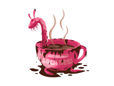 Morning Loch Ness cartoon character coffee coffee cup cup illustration loch ness loch ness monster lochness monster morning