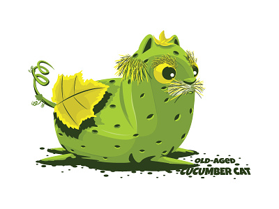 Old-aged cucumber cat aged animals cat character cucumber eco ecology illustration old vegetables