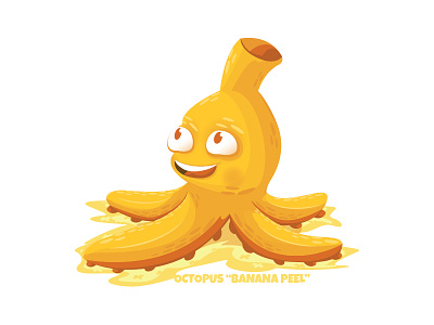 Octopus "banana peel" animals banana cartoon cartoon character character illustration octopus sea
