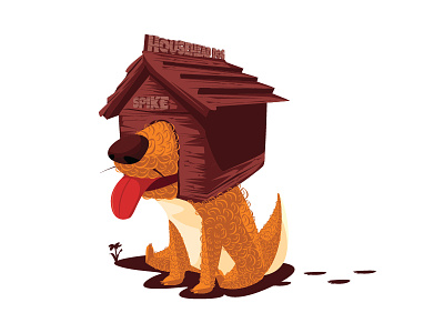 Househead dog cartoon character concept dog dogs head home house illustration